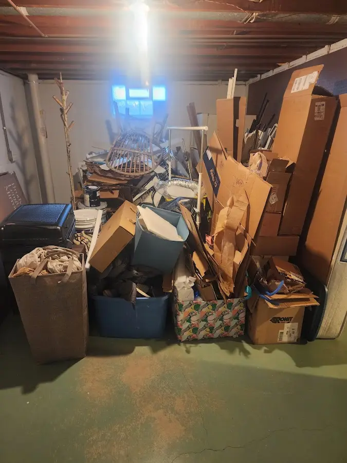 Roll-off dumpster container at job site for 4 Yard Dumpster Rental in Hazelwood